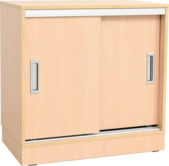 Image de Armoire basse avec portes coulissantes, érable