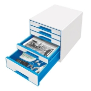Image de Bloc de classement Leitz WOW, 5 tiroirs bleu