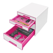 Image de Bloc de classement Leitz WOW, 4 tiroirs rose