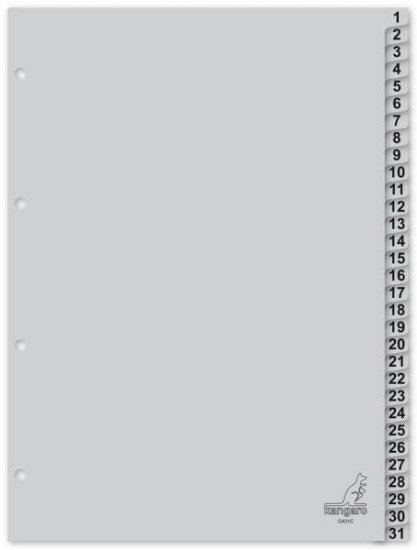 Image de Intercalaires plastique Din A4 de 1 à 31