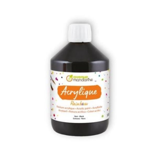 Image de Peinture acrylique mate Rainbow 500 ml noire