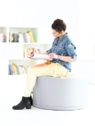Image de Pouf rond gris Ø 80 cm
