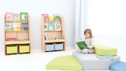 Image de Présentoir livres avec 2 bacs à roulettes citron vert