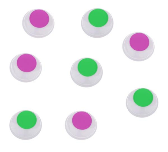 Image de Yeux autocollants Ø 8 mm - rose et vert