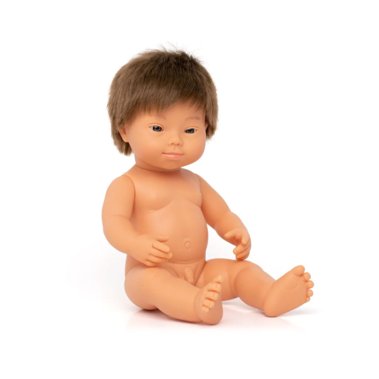 Image de Poupée bébé garçon caucasien avec syndrome de Down, 38 cm
