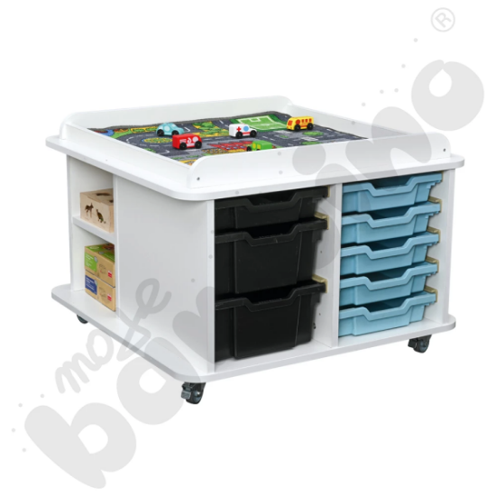 Image de Table carrée haute, blanc, pour tapis de jeu, avec rangement