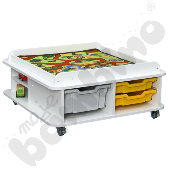 Image de Table carrée basse, blanc, pour tapis de jeu, avec rangement