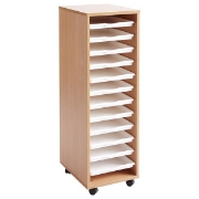 Image de Colonne haute 12 plateaux blancs - Teinte hêtre