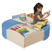 Image de Îlot lecture bleu - 2 poufs + 2 bacs 4 cases