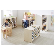 Image de Meuble bas 18 plateaux blancs - Teinte Bouleau
