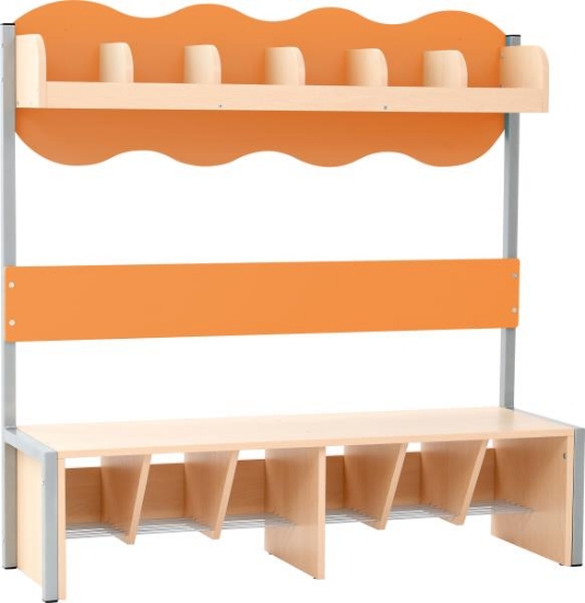 Image de Meuble vestiaire 6 places avec banc, orange