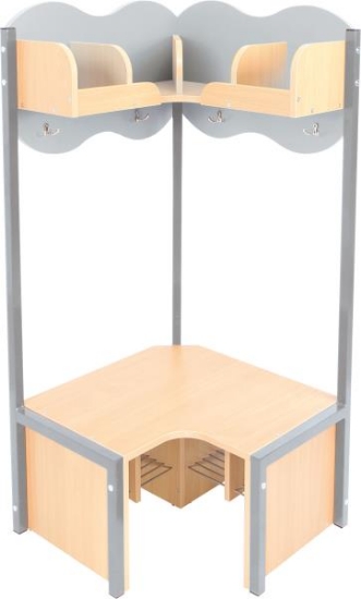 Image de Meuble vestiaire de coin avec banc, gris