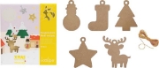 Image de Suspensions de noël max en bois avec ficelle dorée