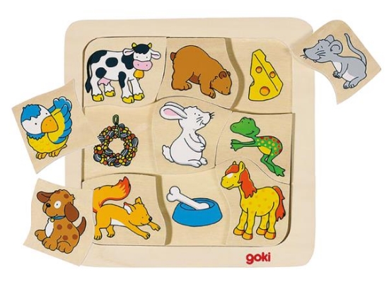 Image de Puzzle à encastrer en bois - qui mange quoi ?