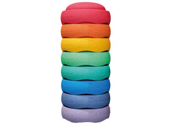 Image de Blocs sensoriels empilables arc-en-ciel grand set de 8