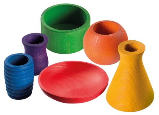 Image de Grapat Pots – petits pots arc-en-ciel en bois – set de 6