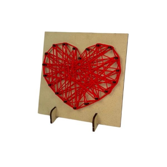 Image de Cœur MDF avec cordelette, les 6