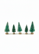Image de Sapins de Noël sur socle en bois, lot de 5