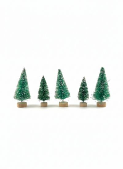 Image de Sapins de Noël sur socle en bois, lot de 5