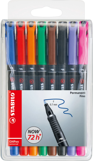 Image de Etui de 8 marqueurs "Stabilo OHPen" permanents