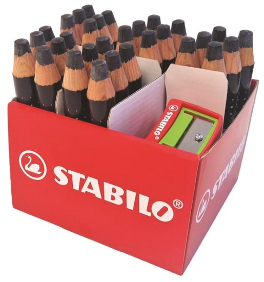 Image de Woody MARKdry noir, lot de 30 + 2 taille-crayons