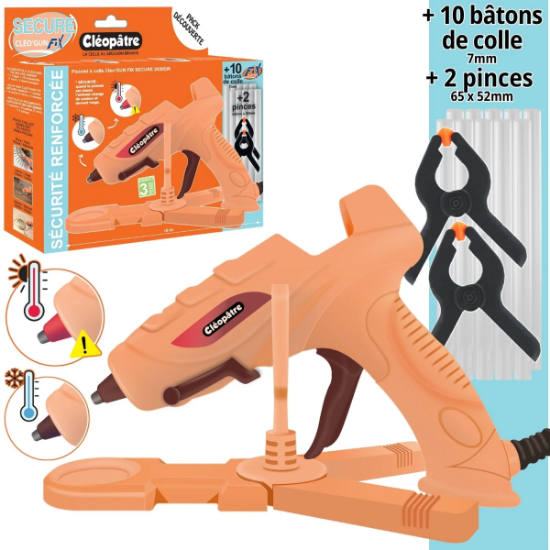 Image de Pistolet à colle Cléo’GUN FIX Secure + 10 bâtons + 2 pinces