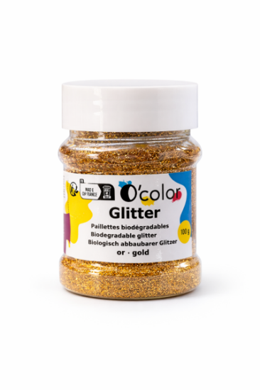 Image de Pot paillettes biodégradables ultrafines 100 g - Or