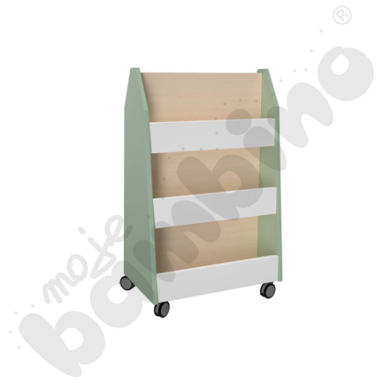 Image de Quadro étagère-bibliothèque double face, olive pastel