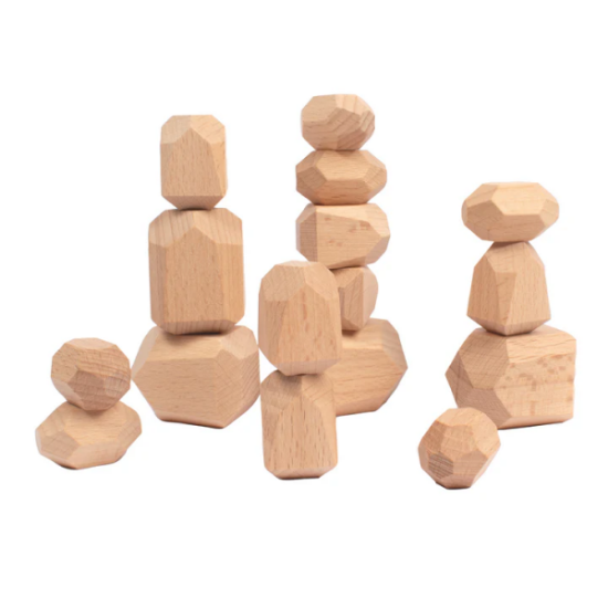 Image de Rochers en bois naturel à empiler, les 16