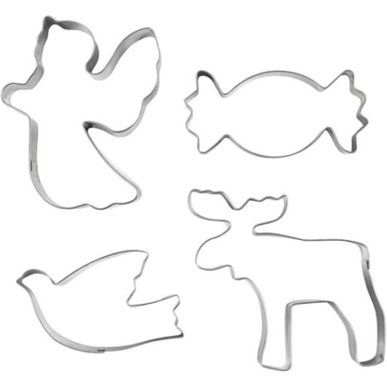 Image de Emporte-pièces métalliques, ange, renne, colombe, bonbon, les 4