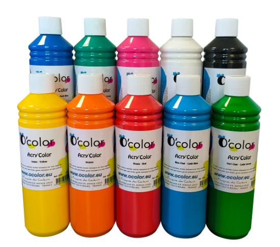 Image de Peinture acrylique ACRY'COLOR assortie 500 ml, lot de 10