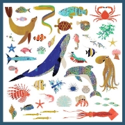 Image de Gommettes thématiques métallisées – océan, pochette de 160