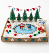 Image de Sapins de Noël sur socle en bois, lot de 5