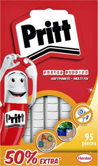 Image de Pritt Poster Buddies pastilles adhésives blanches – set de 95 (50% offerts)