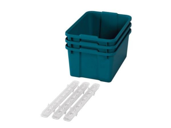 Image de Grands bacs en plastique avec glissières - éco bleu-vert - 03