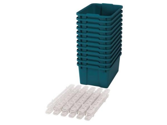 Image de Grands bacs en plastique avec glissières - éco bleu-vert - 12