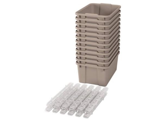 Image de Grands bacs en plastique avec glissières - éco beige - 12
