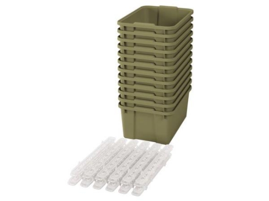Image de Grands bacs en plastique avec glissières - éco vert clair - 12