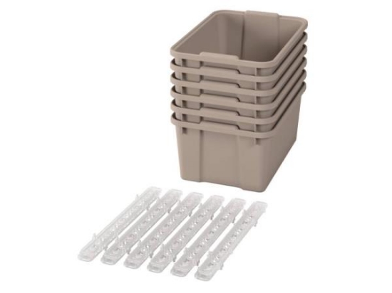 Image de Grands bacs en plastique avec glissières - éco beige - 06