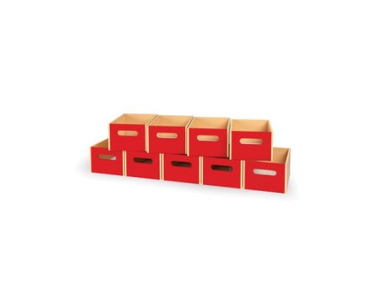 Image de 9 grands bacs en bois - rouge