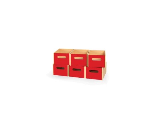 Image de 6 grands bacs en bois - Rouge