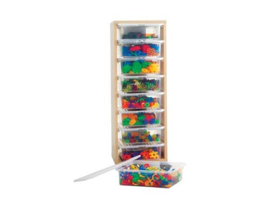 Image de Meuble de rangement mobile avec bacs plastiques et briques