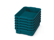 Image de 6 petits bacs en plastique Optima - éco bleu-vert