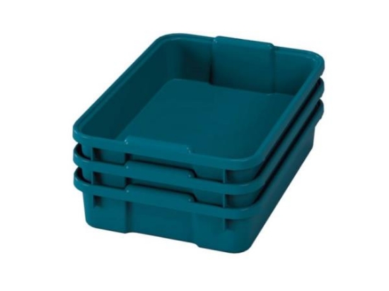 Image de 3 petits bacs en plastique Optima - éco bleu-vert