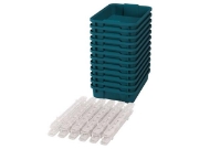 Image de Petits bacs en plastique avec glissières - eco bleu-vert - 12