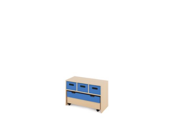 Image de Meuble de rangement S avec bacs en bois profonds + bac - Bleu