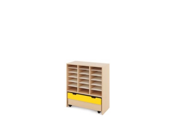 Image de Meuble de rangement L avec compartiments + bac - Jaune