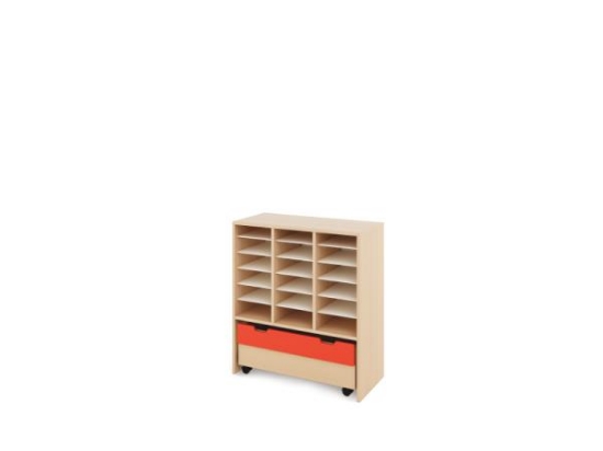 Image de Meuble de rangement L à compartiments + bac - Rouge