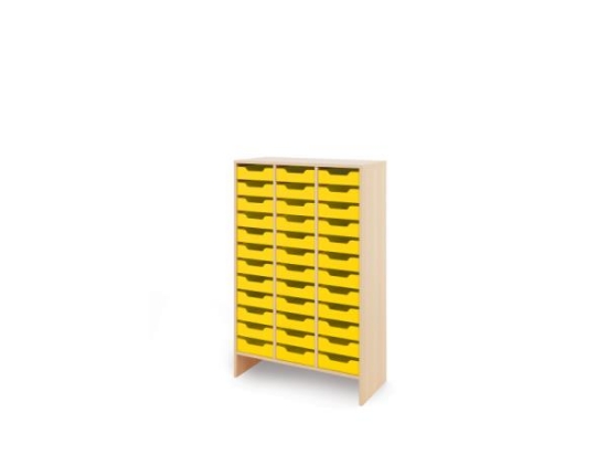 Image de Meuble de rangement XL avec bacs en MDF peu profonds - Jaune