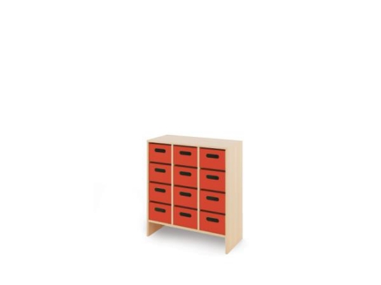 Image de Meuble de rangement L avec bacs profonds en MDF - Rouge